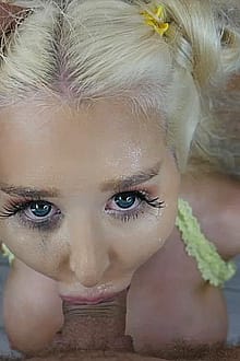 Dumb Blonde Bimbo Gets Her Face Fucked And A Load On Her Face'
