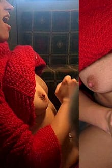 She Really Enjoyed This Cum Shower On Her Hard Nipples And Soft Sweater, Even Though It Was Getting Cold Soon. Winter Is Coming, Enjoy!'