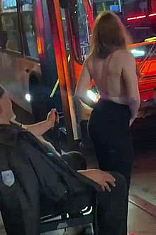Redhead Gives A Lap Dance To A Stranger At The Bus Stop'