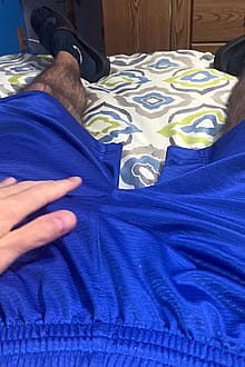 Laying Down. My Flaccid Dick Decided It Wanted To Poke Out In The Center Opening Of My Briefs. I Decided To Take Matters Into My Own Hands And Punish It By Slapping It Repeatedly Against My Thigh. Hopefully It’s A Lesson To Stop Poking Out And Stay In It’s Place.'