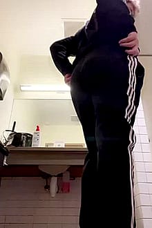 Good thing this track suit hides my curvy femboy body at the gym :3'